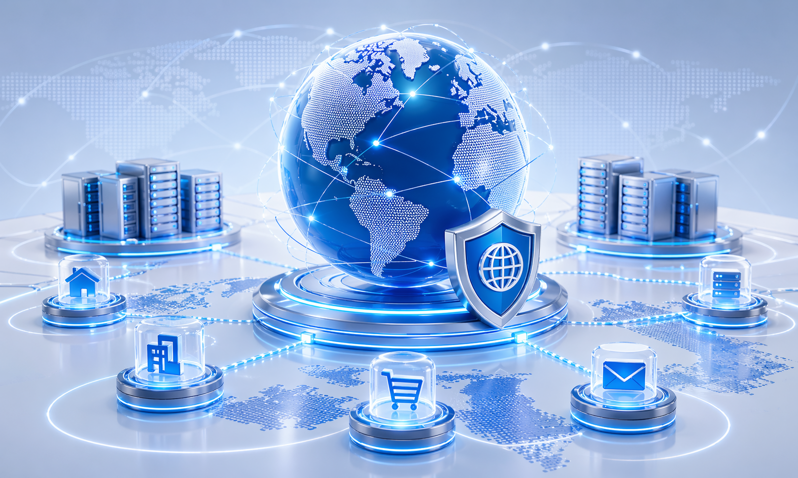 Generated visual for enterprise domain governance, DNS records, and security controls