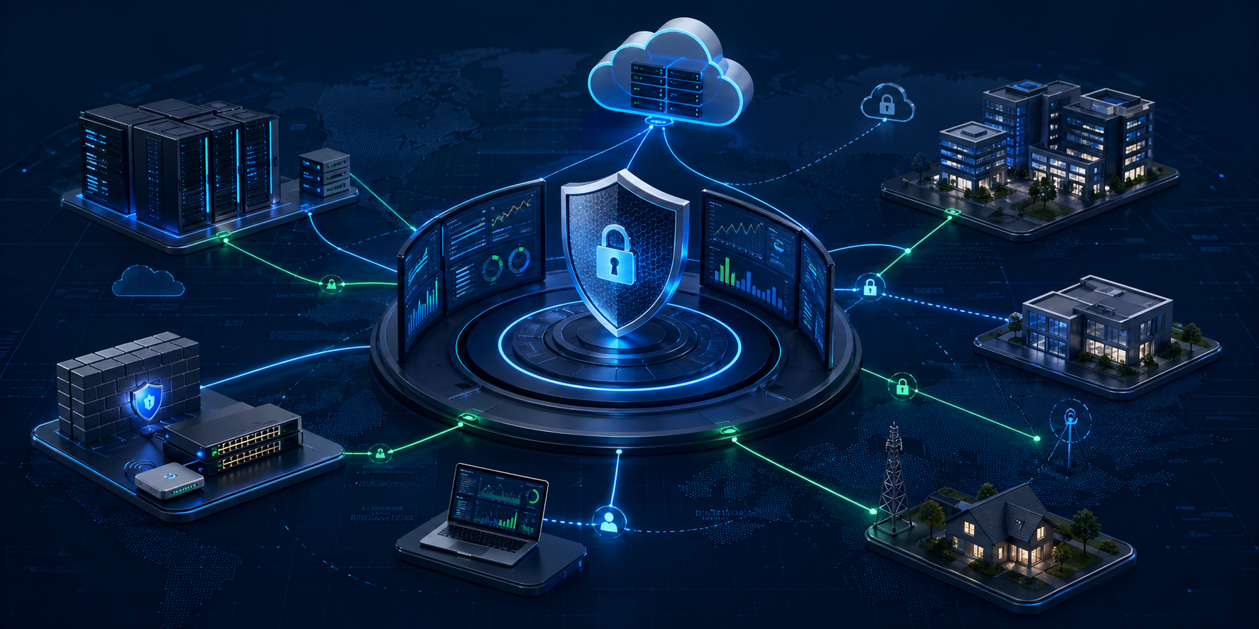 SecureOps remote infrastructure monitoring for firewalls, networks, servers, cloud, branch offices, and remote sites