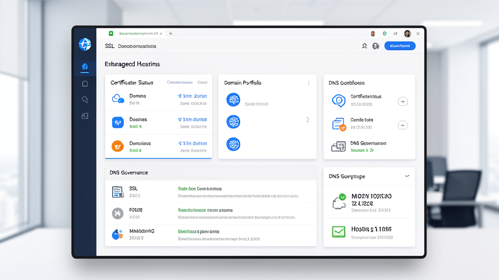 Enterprise SSL, hosting, and domain management visualization