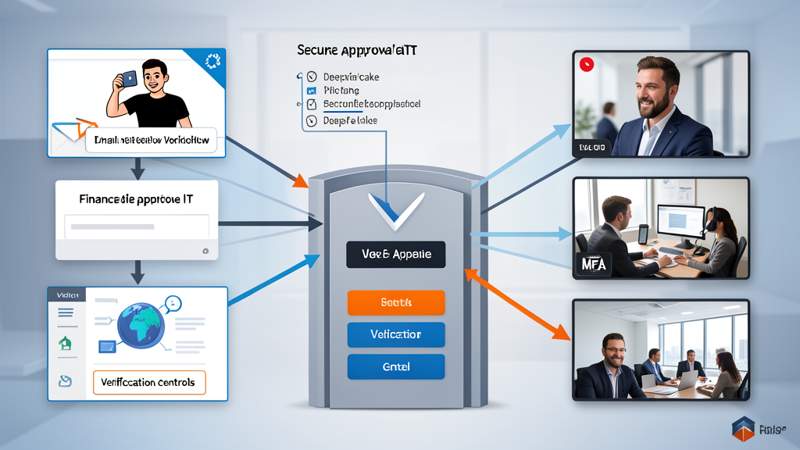 Finance approval workflow showing deepfake phishing risk in enterprise payment operations
