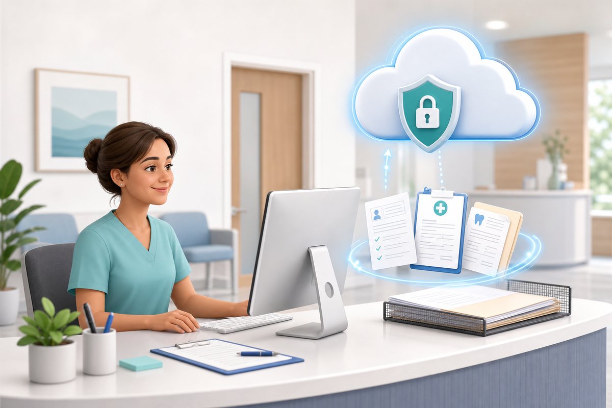 Front desk computer and office forms protected by managed backup
