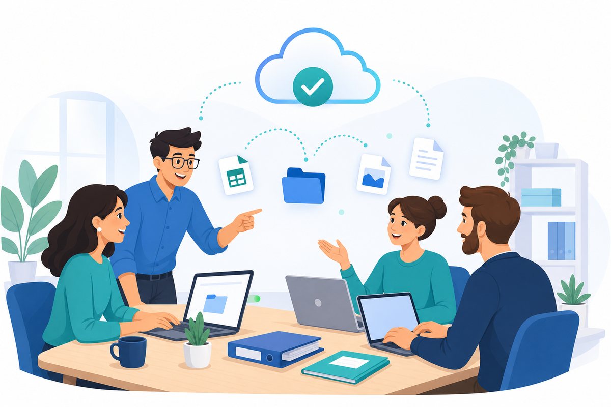 Small local team with shared files protected by managed backup