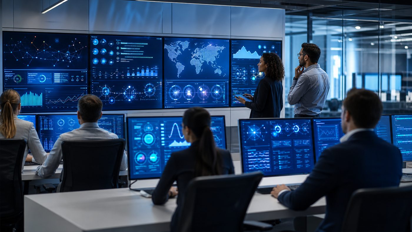 Enterprise security operations team monitoring SaaS identity endpoint and AI assistant activity