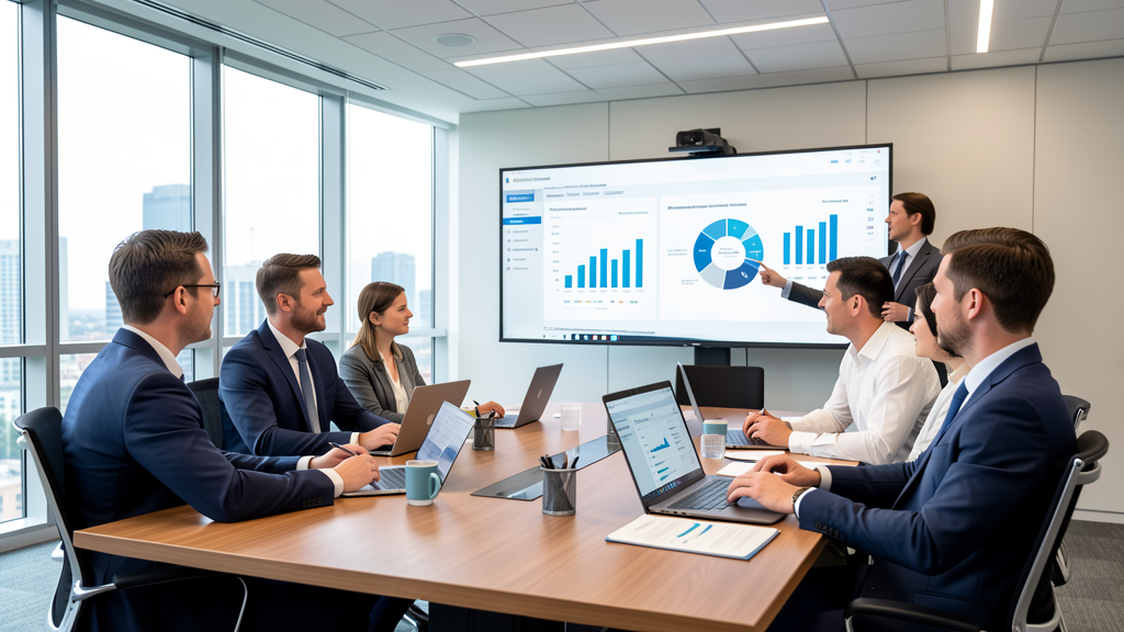 Business leaders reviewing Microsoft 365 licensing and security implications in a boardroom