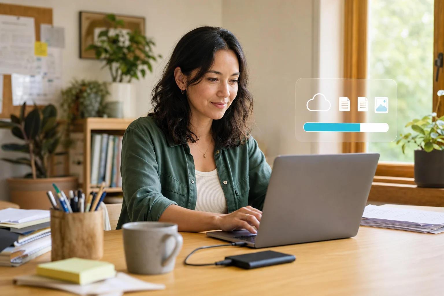 Independent professional reviewing backup and recovered business files
