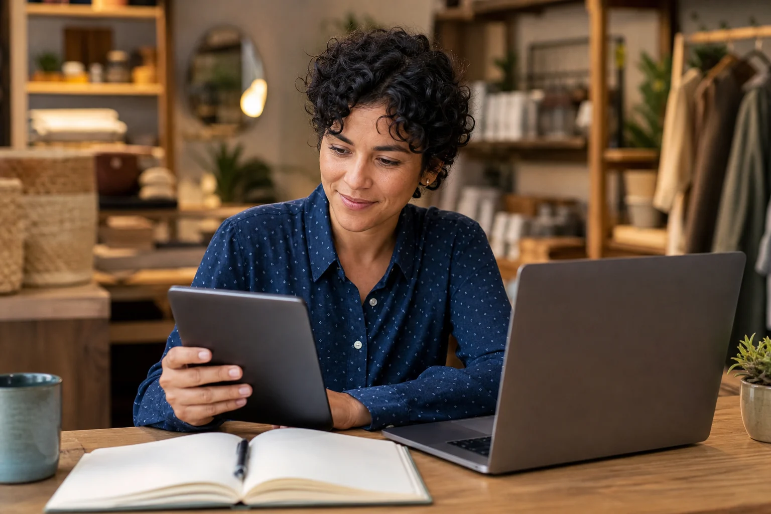 Independent business owner reading practical technology guidance on a tablet