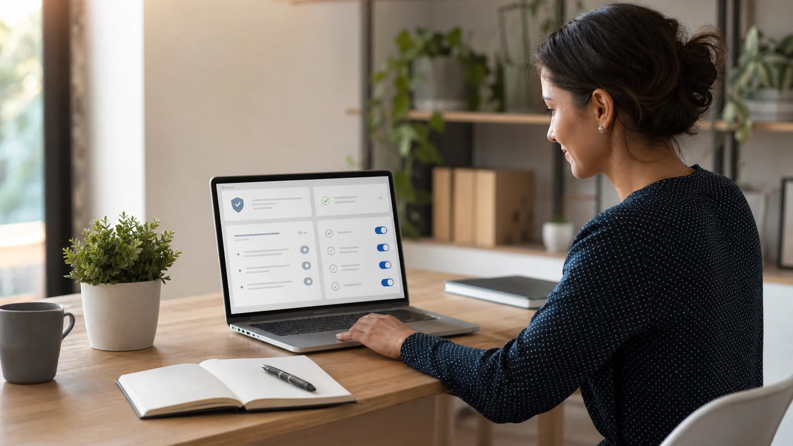 Small business owner reviewing clear digital privacy and service information