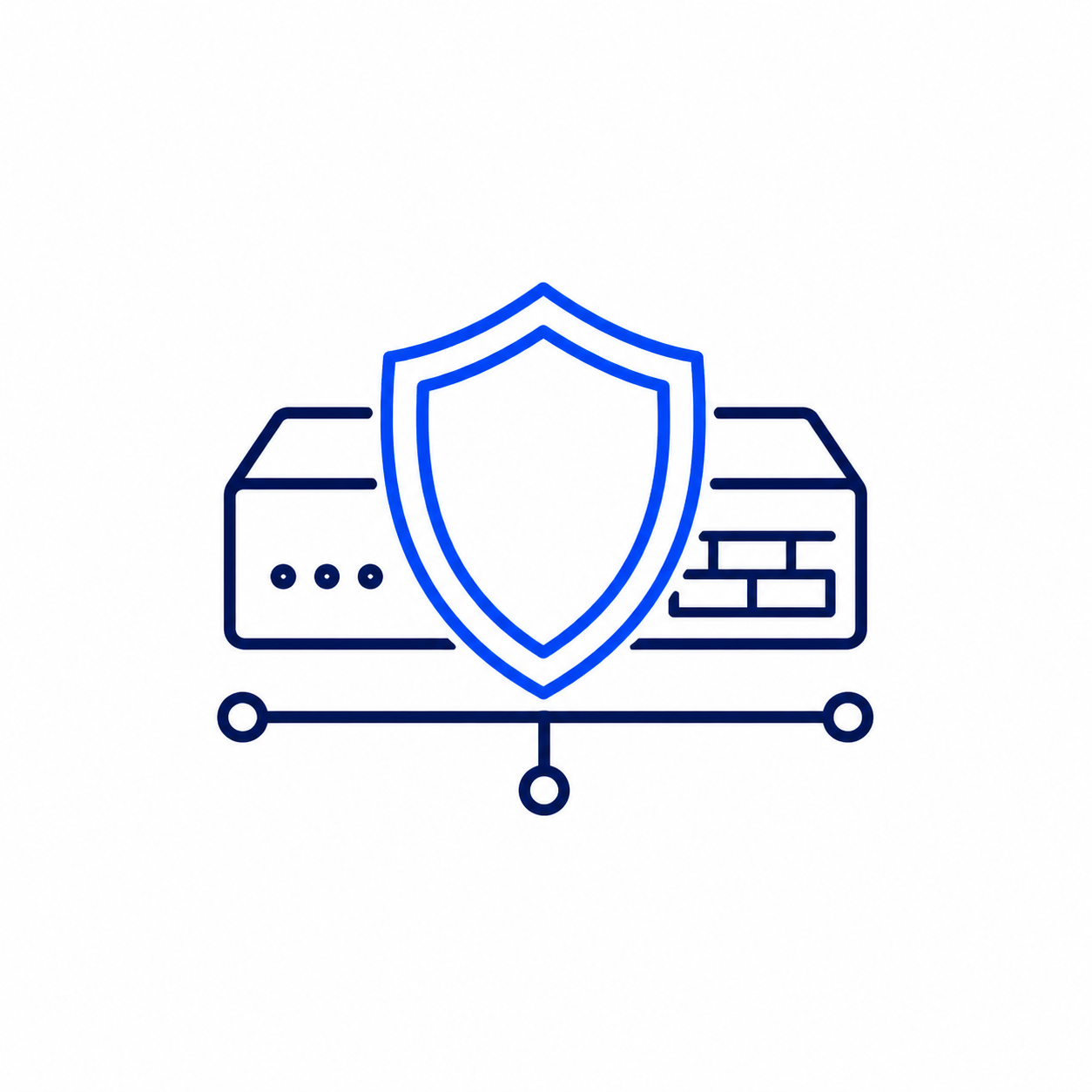 Firewall service icon: security shield and gateway