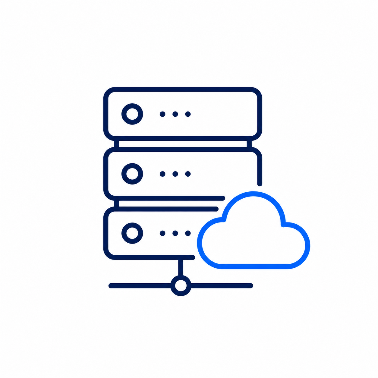 Web hosting service icon: server stack and cloud