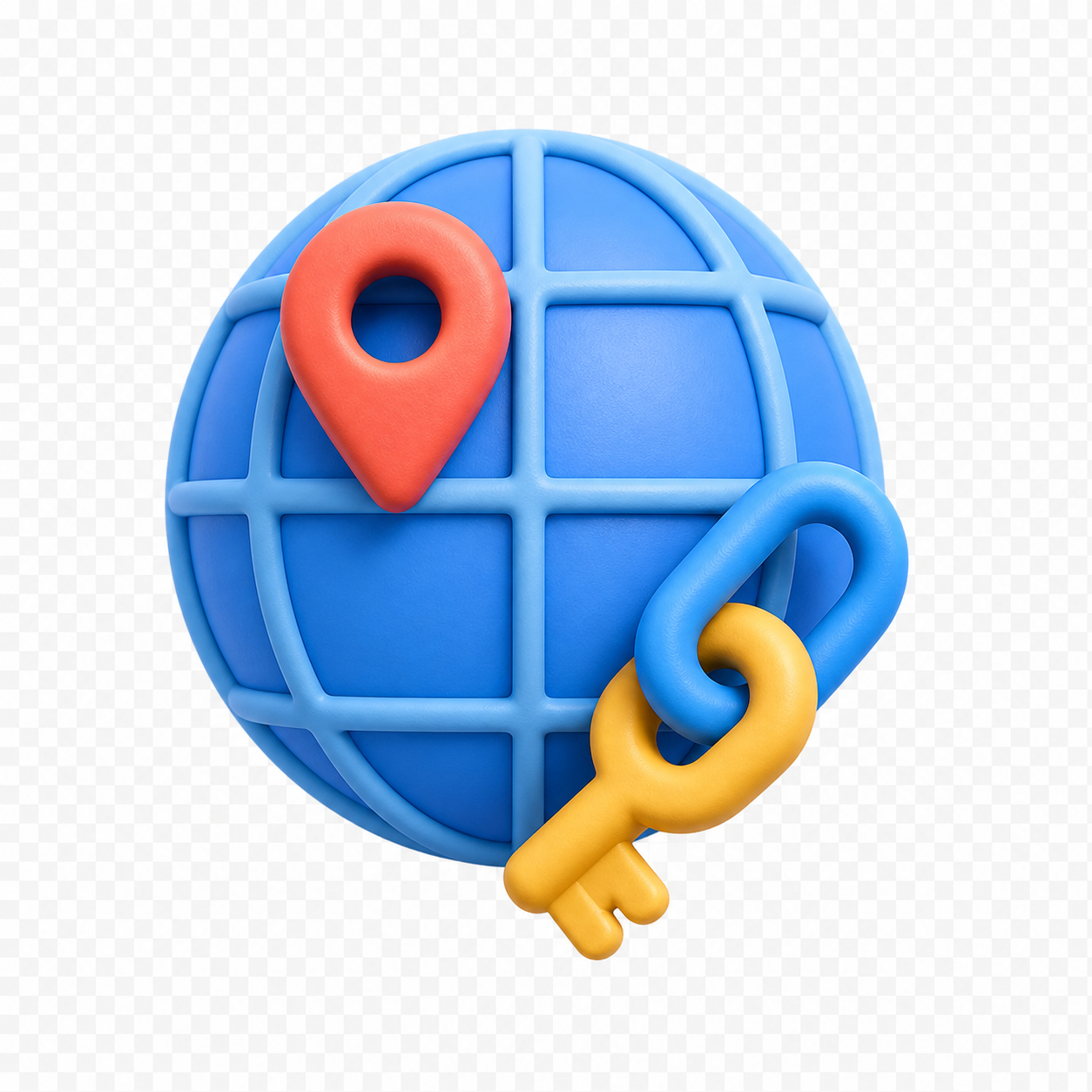 Friendly globe and key icon for managed domain name service