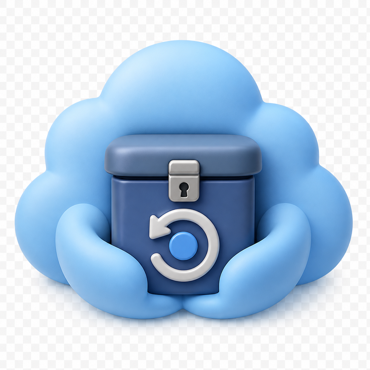 Friendly cloud archive and restore icon for managed offsite backup