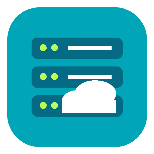 Web hosting service icon: server stack and cloud